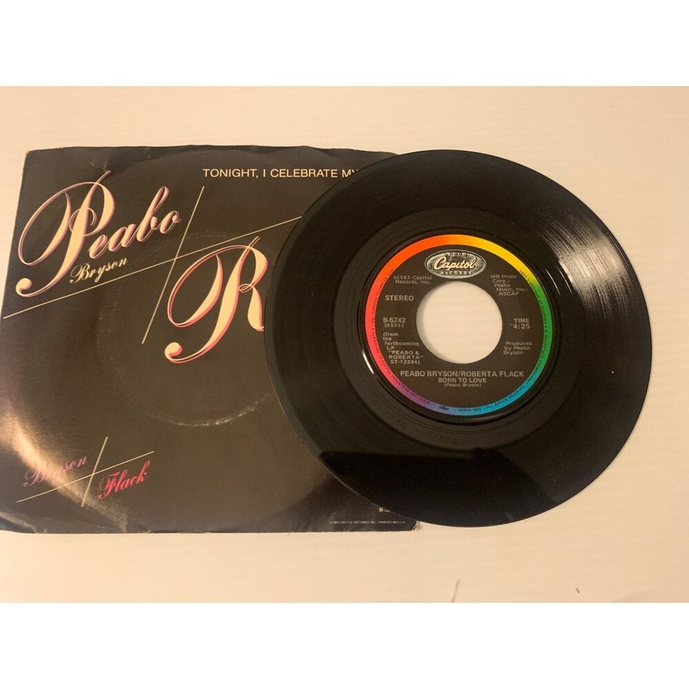 Peabo Bryson & Roberta Flack "Tonight I Celebrate My Love" Vinyl 45 RPM Record 1